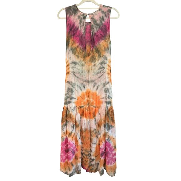 Young Fabulous & Broke YFB Tie Dye Maxi Tiered Dress Summer Boho Hippie Artsy M - Picture 7 of 7
